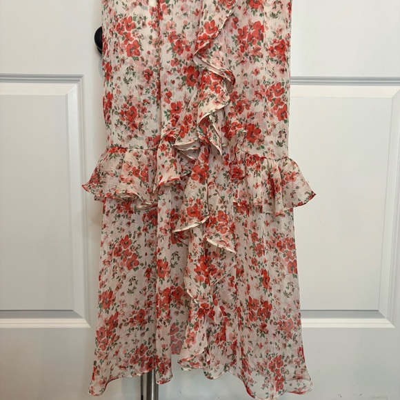 MISA Los Angeles Kidada Poppy Allover Ruffle V-neck Sleeveless Slit Maxi Dress M - Picture 8 of 15